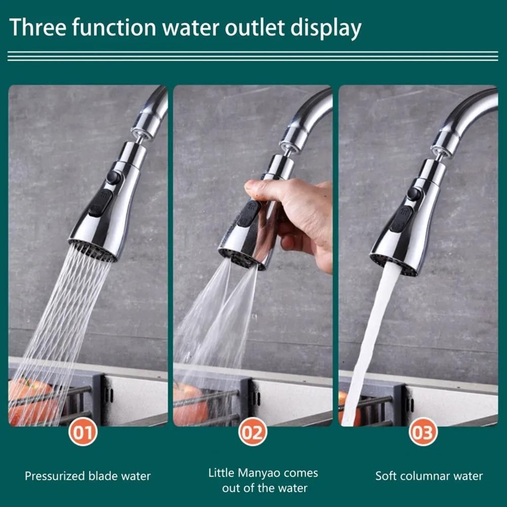 AquaFlow 360° – 3 Modes Kitchen Sink Faucet - Stainless Steel Finishing Swivel Tap
