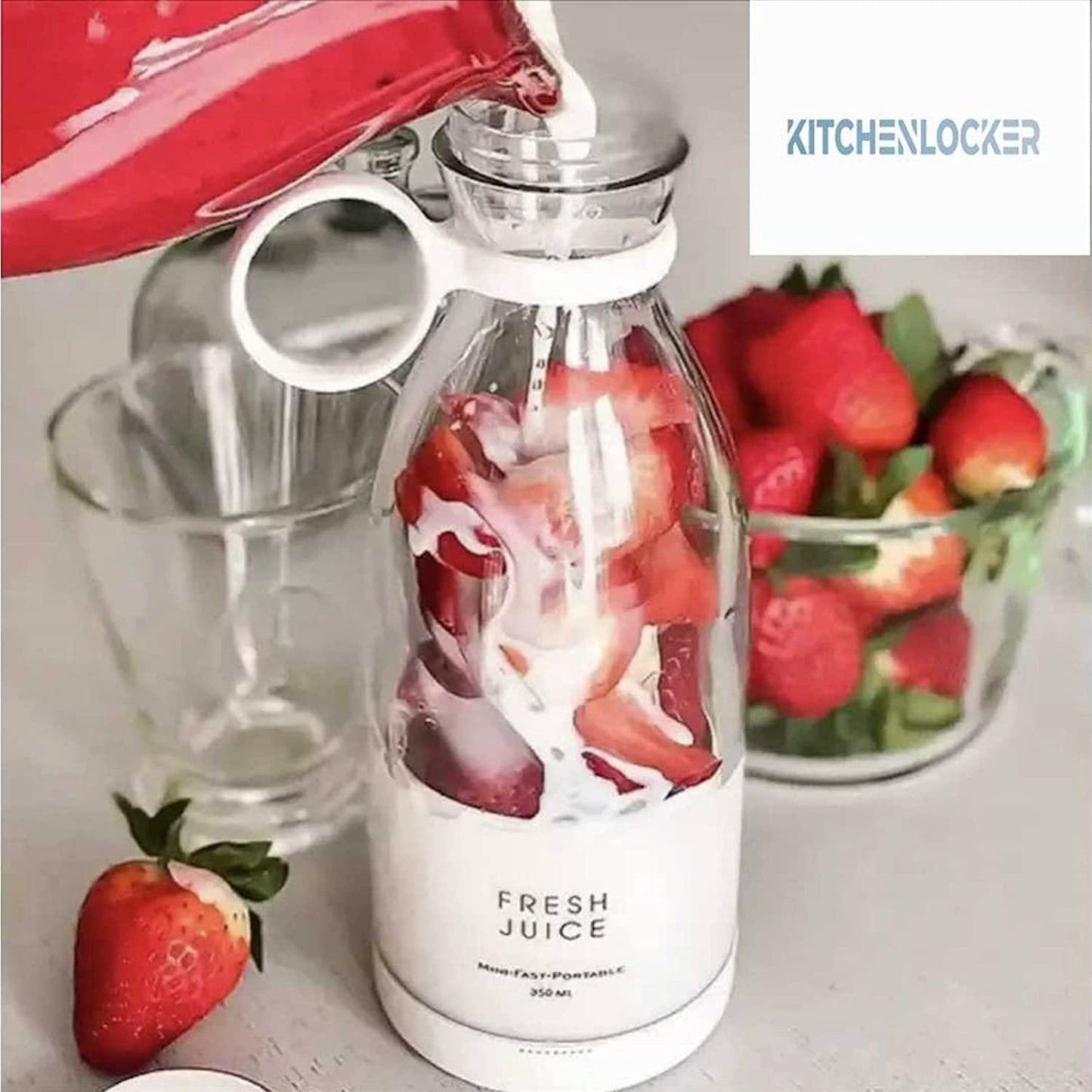 Rechargeable Portable USB Juicer Bottle Electric Mixer Blender Smoothie Maker Grinder -4 Stainless Steel Blades 30 watts 380ml For Fruits, Drinks, Shakes Sports, Travel, Outdoor, Gym, Kitchen